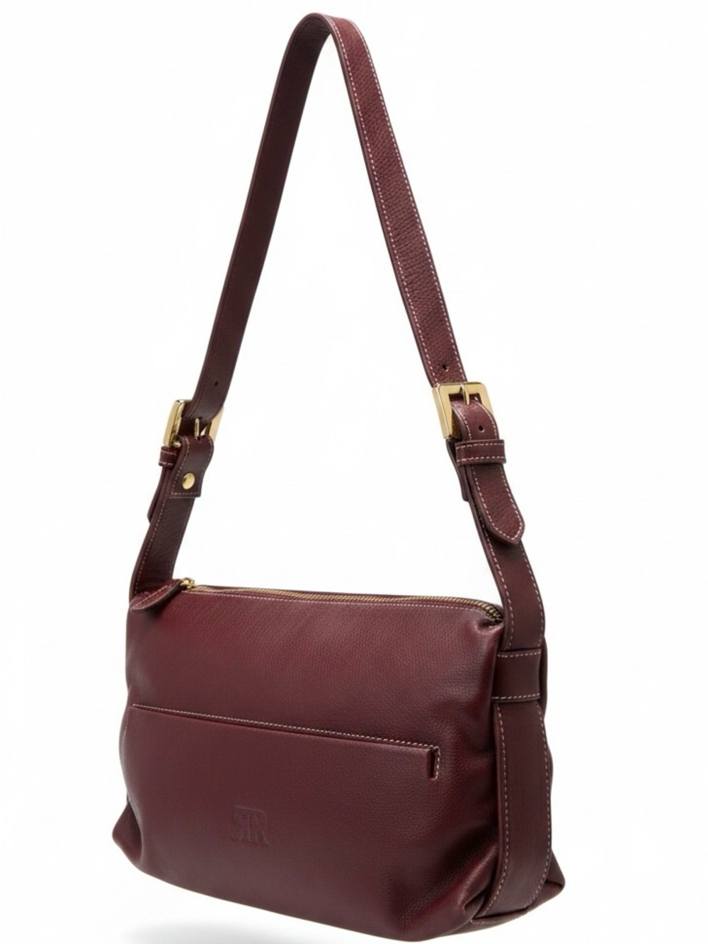 Pedro Rogado Pebbled Leather Buckle Shoulder Bag - Burgundy Merlot - EUC - Picture 2 of 7
